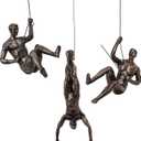 Set of 3 Climbing Men Man Wall Art Decor Sculpture by Gute (Set of 3) - Perfect Home Decor Gift, Climbing Man Wall Art Sculpture Decoration Statue Figurine Home & Office Rock Gifts (Standard, Copper)