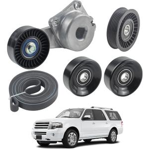 Engine Serpentine Belt Drive Tensioner Pulley Component Kit Compatible with 2005-2014 Ford F-150 F-250 F-350 Explorer Explorer Sport Trac Expedition Lincoln Navigator Replaces 90K-38274A