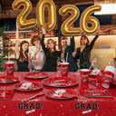 Tbsone Class of 2026 Graduation Plates and Napkins Set  Red and Black Disposable Tableware for 25 Guests, Includes Plates, Napkins, Cups, Forks and Tablecloth  Party Decorations Supplies (126 PCS)