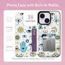 FUNMIKO for iPhone 14 Wallet Case with Card Holder, RFID-Blocking, Military-Grade Drop Protection & Floral Animal Design, Magnetic Closure with Leather Kickstand - Evil Eye