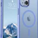 SUPFINE Magnetic for iPhone 15 Case (Compatible with MagSafe) (Military Grade Drop Protection) Slim Translucent Matte Shockproof with Anti-Fingerprint Phone Case, Blue Purple