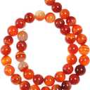 2 x Natural Stone Beads 8mm Red Striped Agate Beads Round Loose Beads Crystal Energy Stone Healing Power for Jewelry Making DIY,1 Strand 15"