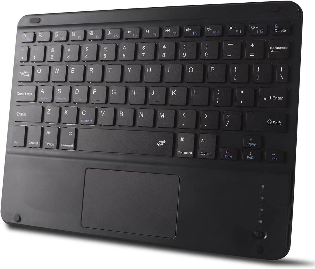 Ultra Slim Bluetooth Keyboard with Touchpad for iPad, Rechargeable Portable Wireless Keyboard for iPad Pro/Air/Mini, iPhone, Samsung Galaxy, Tablet, and Other iOS Android Windows Devices (Black)