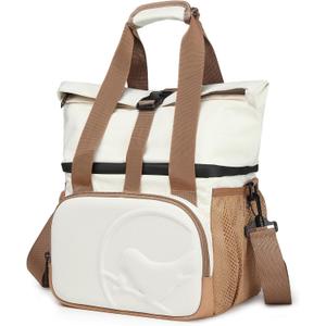 SUNNY BIRD Dual Compartment Lunch Bag Insulated Lunch Box for Women and Men (Ivory White 01)