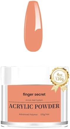 Finger Secret 4oz Acrylic Nail Powder, Shimmery Finish, Long Lasting, Superior Adhesion, Large Capacity (Nude, 4oz/120g)