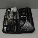 31pcs BBQ Grill Accessories Set for Men Dad, Heavy Duty Grilling Tools Gifts for Valentines Day, Stainless Steel BBQ Utensils Kit with Mats, Grill Brush in Carrying Bag Black