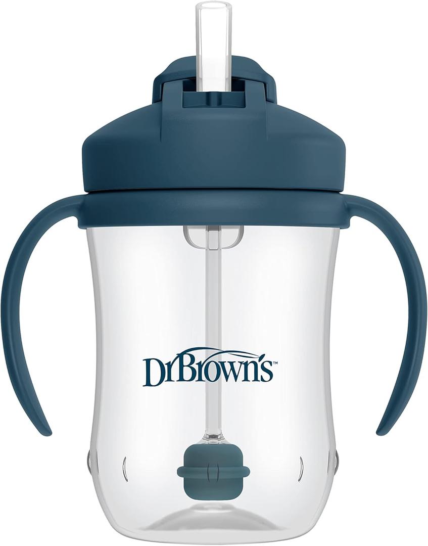 Dr. Brown's Milestones Baby's First Straw Cup, Training Cup with Weighted Straw, 9 oz/270 mL, BPAfree, 6m+, Dark Blue, 1Pack