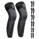 SKDK Full Leg Sleeves Long Compression Sleeve Knee Protect, for Man Women Basketball, Arthritis Cycling Sport Football, Reduce Varicose Veins & Swelling of Legs, Black-Updated,Large (1 Pair)