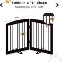 PUPETPO Freestanding Pet Gate for Dogs, Foldable Wooden Dog Gate for House, Indoor Pet Barrier for Stairs, Doorways, Support Feet Included, 24" Height 2 Panels, Brown