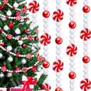 Gerrii 108 ft Christmas Candy Garland Christmas Tree Candy Bead Garland Holiday Plastic Candy Cane Peppermint Red and White Decorations Christmas Hanging Garland for Xmas Party Fireplace Home Decor