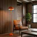 COSYLUX Modern Floor Lamp for Living Room, Industrial Tall Standing Lamp for Bedroom, Metal Shade Reflecting Light Reading Floor Lamp for Office, Nursery Room, Corner(Pastel Orange)