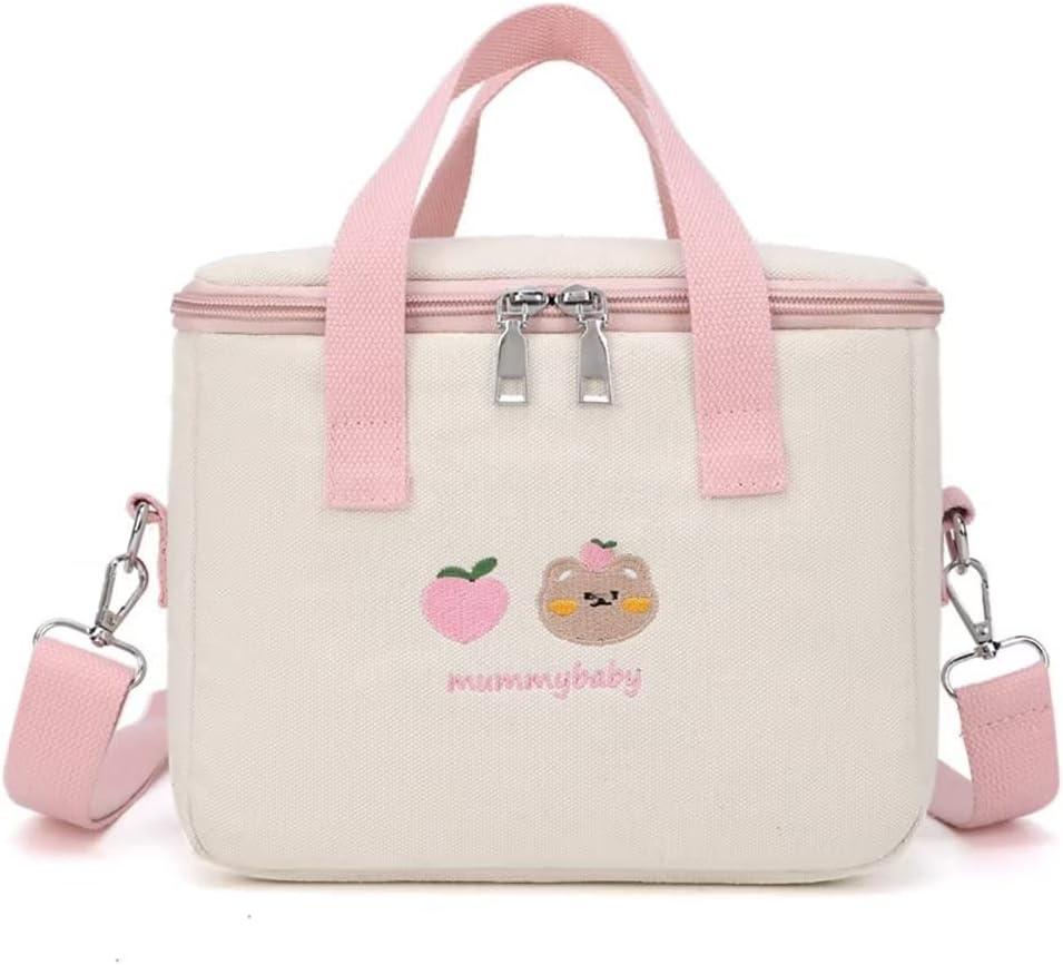 Dreamfocus Cute Insulated Lunch Bag for Girls, Large Capacity, Handle and Strap, Kawaii Lunch Box for Kids Teen Women Work School Gifts