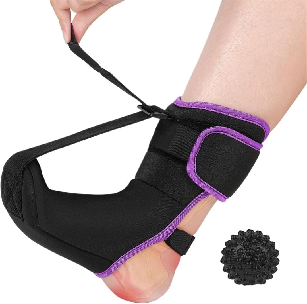 Breathable Night Splint for Plantar Fasciitis Women, Men Durable Adjustable Plantar Fasciitis Night Splints for Flatfoot, Heel Pain(Medium,Purple A)