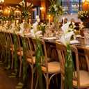 Hotop 10 Sets Wedding Aisle Chair Decorations, 30 Pcs Artificial Calla Lily Flowers with 10 Pcs Green Ribbons Pew Chair Decor with Flowers Decor for Church Wedding Ceremony Indoor Outdoor