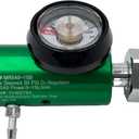 15LPM Oxygen Regulator CGA-540, Adjustable Flow 0-15 LPM - ASTM G175-03 - Aluminum/Brass, Max Inlet: 3000 PSI, Outlet: 50 PSI - Compact 1.38 inches X 6.29 inches