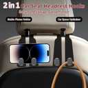 2 Pack Car Seat Hooks for Headrest, Double Headrest Purse Hook for Car, Car Seat Back Storage Hook with Metal Hooks, 2 in 1 Car Purse Hook Storage Accessories for Handbags Phone Bags