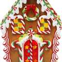 MOMENTS IN TIME 11H LED Lighted Gingerbread House Hand-Painted Polyresin Christmas Village Dcor Battery Operated Holiday Decoration Light Up Gingerbread House with Festive Details