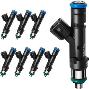 Upgraded 4 Holes GAS Fuel Injectors Fit For Ford: F150 5.0L 2011-2017, Mustang 5.0L 2011-2017, Mustang 5.2L 2015-2020, OEM # 0280158227, BR3Z9F593A, FJ1132, 62408 (8 Pcs)