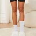 Women's Slouch Crew Socks Retro Solid Scrunch Boot Chunky Ribbed Cozy Cotton Calf Socks 3 Pack Size 5-11 (White)