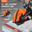 VEVOR Electric Concrete Saw, 14 in, 2600 W Motor Circular Saw Cutter with Max. 6 in Adjustable Cutting Depth, Wet Disk Cutter Includes Water Line, Pump and Blade, for Stone, Brick