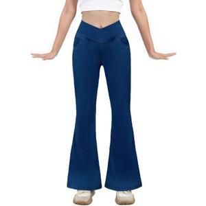 Flare Jeans for Teen Girls Bell Bottom Kids Jean Pants with Pockets Toddler Jeggings (13-14 Years, Medium Blue)