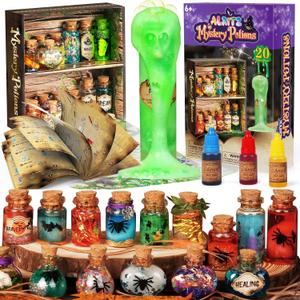 Alritz Mystery Potion Kits for Kids, 20 Magic Mix Witch Potion Bottles, Happy Decorations Ornaments Pumpkin Table Craft Toys Gift for Boys Girls Age 6 7 8 9 10 11+ Indoor Outdoor Party Decor