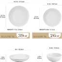 MALACASA 24-Piece Gourmet Porcelain Dinnerware Sets, Modern White Round Dish Set for 6 - Premium Serving Plates and Bowls Sets for Dessert, Salad, Soup, Pasta - Series AMELIA