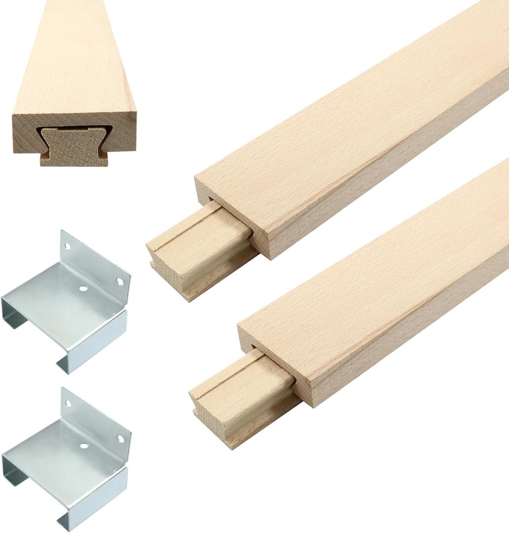 2pcs Wooden Drawer Slides, 16/40cm Wood Center Mount Guide Track Replacement Part (400mm)