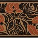 Boho Door Mat, Floral Doormat, Boho Abstract Black Flower Welcome Front Door Mat Indoor Outdoor Entrance, Floral Artificial Coir Doormats Rugs for Porch Patio Entryway Home Room Decor 30x17in