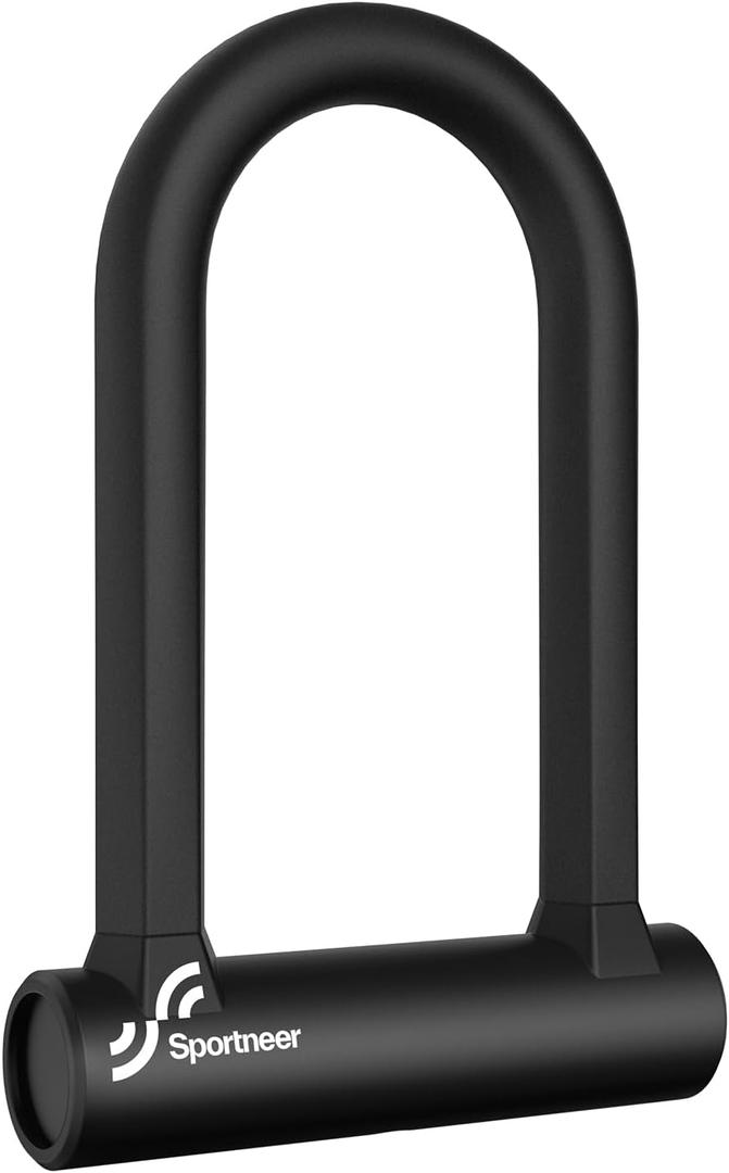 Sportneer Bike Lock - 17mm Shackle Heavy Duty Anti Theft Bike U Lock with 2 Keys - Bicycle U-Locks with Sturdy Mounting Bracket for Road, Mountain, Electric & Folding Bike, Size 7.76''x5.02'' (Black)