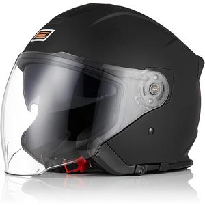 ORIGINE 3/4 Open Face Motorcycle Helmet with Double Visor for Scooters, DOT Approved (XL, Black)