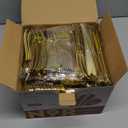 N9R 500PCS Gold Plastic Silverware - Gold Plastic Cutlery Set Disposable Flatware Dinnerware -200 Forks, 150 Spoons, 150 Knives for Party, Birthday, Wedding Utensils