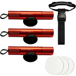 3Pcs Car Window Breaker & 1PCS Hand Grab Strap, Seat Belt Cutter Glass Breaker Tool One-Button Operation 2 -in-1 Emergency Automotive Safety Hammer Escape Tool for Vehicle & Family Safety Red
