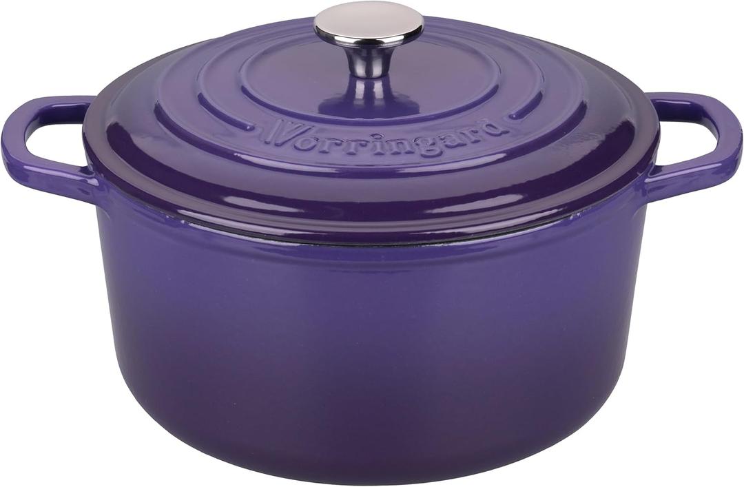 VORRINGARD Enameled Cast Iron Dutch Oven Pot with Lid, for Sourdough Bread Baking, Round Dutch Ovens, 4.5 Quart, Purple