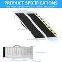 3FT Portable Wheelchair Ramp, Non-Slip Aluminum Folding Handicap Ramp, 800 LBS Capacity Door Threshold Ramps for Home Steps, Scooter Ramp for Car, Doorways, Curbs, Stairs, Cart, Wheel Chair Steps (3FT (Usable height 3-9 inch))
