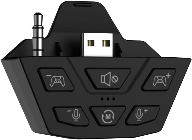 Stereo Headset Adapter, Audio Mic Headphone Adapter for Xbox One, Xbox Series X|S and Elite Controller, Adjust Audio Balance (Game Sound & Voice Chat), Not Bluetooth Compatible (Black)
