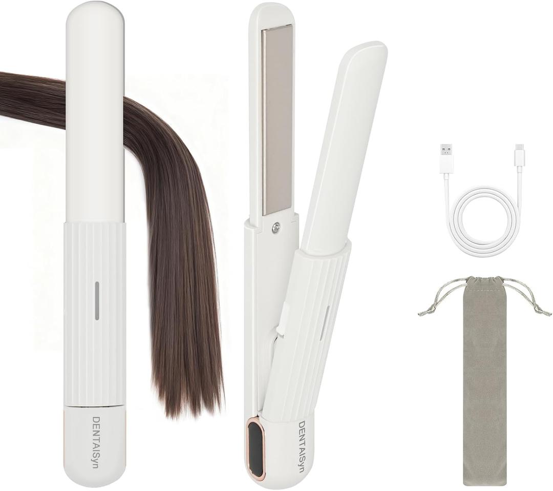 Straightener Irons|Rechargeable Hair Iron,30-Minute Auto Shut-Off,Mini Compact Portable Hair Iron,(White)-This Model Requires a USB Cable to Operate (no Built-in Battery)