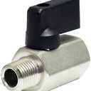 AIGO Forged Brass Mini Ball Valve, Nickel Plated, 1/4 Turn Operation Handle, 1/4" NPT Male x 1/4"NPT Female
