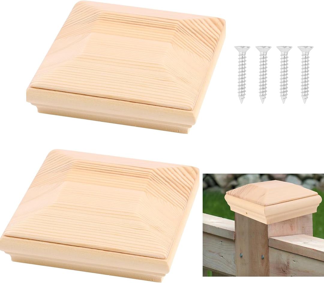 4x4 Wood Post Caps - Durable Fence & Mailbox Topper for Outdoor Decks and Fence Posts, 2-Pack (2)