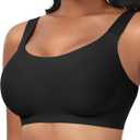 Ganado Seamless Wireless Bras for Women Full Coverage No Underwire Supportive Bras Padded T Shirt Bra Comfort Bralette (Small, Black)