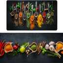 Herbs and Spices Kitchen Rug Set 2 Piece Non Slip Waterproof Floor Mats for Kitchen Laundry Farmhouse Anti Fatigue Runner Rug Comfort Standing Mat Doormat, 17" W x 29" L + 17" W x 47" L