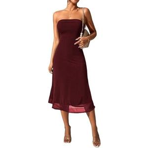 SOLY HUX Women's Strapless Midi Dress Tube Top Off Shoulder Sleeveless Fitted Cocktail Club Party Formal Long Dresses,M