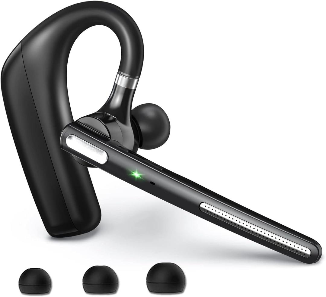 Kendir Bluetooth Headset V5.4, Wireless Bluetooth Earpiece with CVC8.0 Dual Mic Noise Cancelling 110 Hours Talktime for Cell Phone/iPhone and Android Headphones for Trucker/Driver/Business