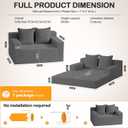 Erament Convertible Sofa Bed, Loveseat Folding Floor Futon Sleeper Sofa Couch Bed- Boneless Foldable Couch, Corduroy Pull Out Sofa Bed with 2 Pillows for Living Room & Bedroom