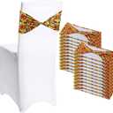 Newwiee 24 Pcs African Kente Chair Sashes Spandex African Kente Chair Covers Animal Print Elastic Chairs Sashes Bow Polyester Bands Ties Without Buckle for Animal Safari Theme Party Birthday Decor
