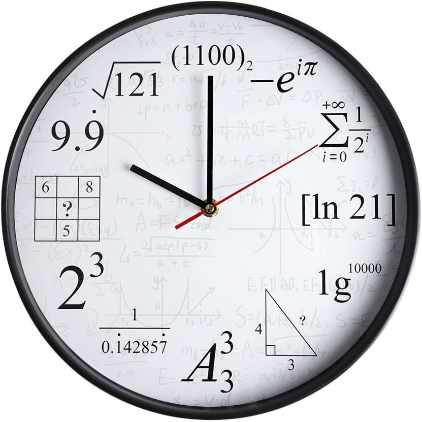 Math Wall Clock Mathematical Equations,Silent No Ticking 12Inch Quartz Battery Operated Round Modern Home Office Classroom Decor Math Wall Clock Mathematical Equations,Silent No Ticking 12Inch Quartz Battery Operated Round Modern Home Office Classroom Decor