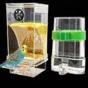 Automatic No Mess Bird Feeder Water Dispenser Set, Acrylic Transparent Parakeet Cage Accessories Bird Feeder and Waterers in Cage for Small and Medium Cockatiels, Finches, Lovebirds