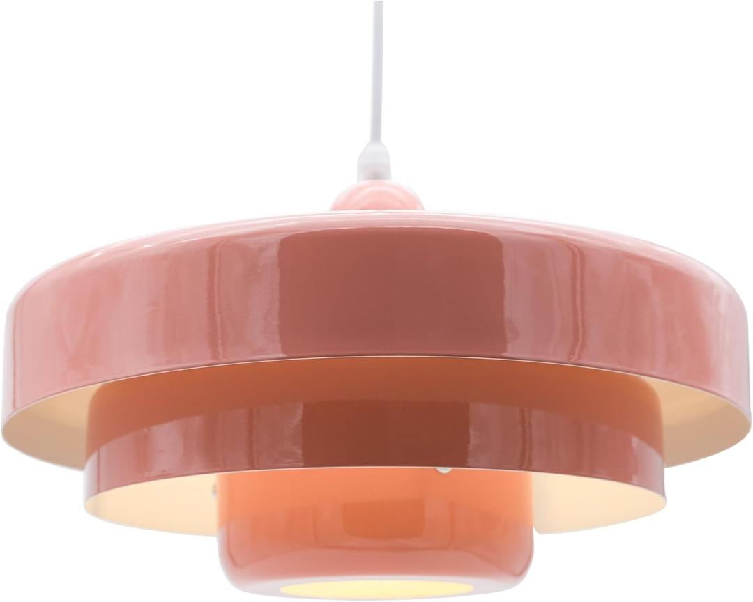 Pink Pendant Light Mid Century Pendant Lamp Nordic Pendant Lighting Fixture Hanging Ceiling Light 3-Layer Shade Design for Kitchen Island Dining Table Bedroom
