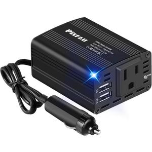 150W Power Inverter 12V DC to 110V AC Car Plug Adapter Outlet Converter with 3.1A Dual USB AC car Charger for Laptop Computer Black