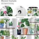 Boho Plant Wall Shower Curtain, Spring Green Plants Flower Shower Curtain Set for Bathroom, Natural Arboretum Botanical Garden Fabric Bath Curtain with Hooks, 72x78in